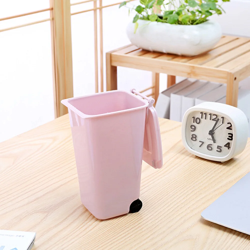 Mini Desktop Trash Can Garbage Storage Box with Cover Living Room Coffee Table Small Paper Basket Plastic Garbage Bag trash can,desktop trash can