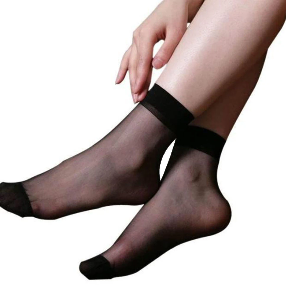 Description Picture 2 of item2/40pcs Transparent Summer Socks for Women Ultrathin Nylon Ladies Female Girls Short Ankle Elastic Crystal Silky Invisible Socks