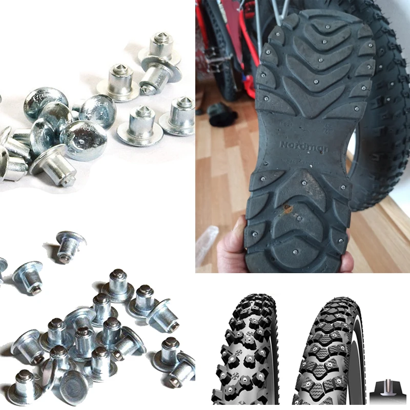 350pcs 6.5mm/0.26" Winter Studded Mountain Bike Spikes for Fat bike Mount Tyre Snow Studs Aluminum Tire Studs Sharp Carbide Tips