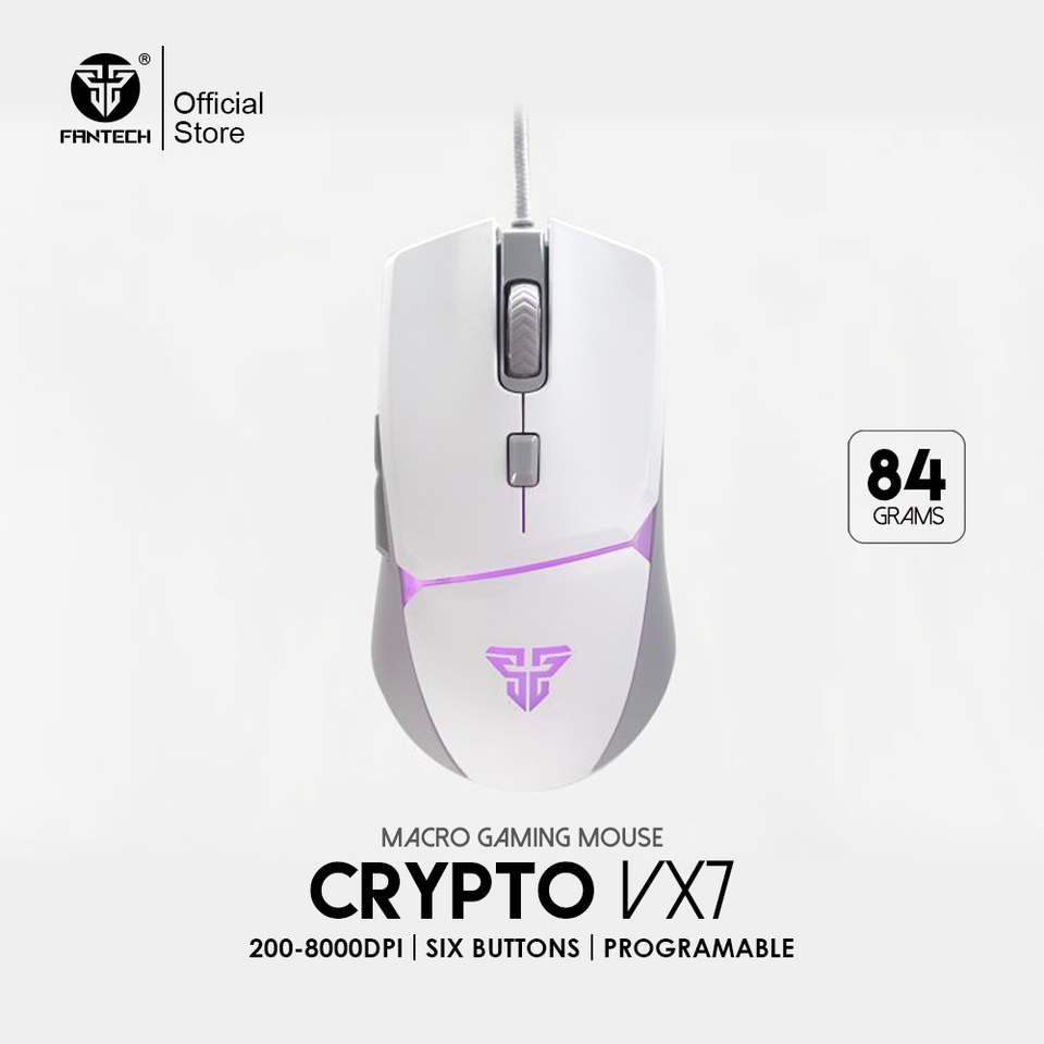 FANTECH CRYPTO VX7 Wired Gaming Mouse 8000DPI 10 million Switch RGB  6 Buttons Macro Mice for Laptop PC Gamer Mice