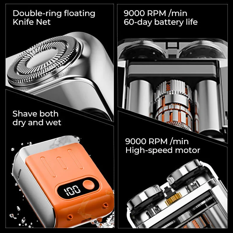 Mini Electric Smart Shaver Dual Blade Household Car Shaver Digital Display Rechargeable Shaver Powerful Beard Trimmer Tool