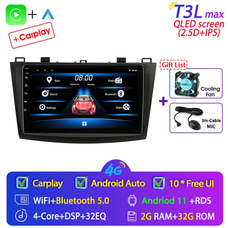 video screen for car 2 Din Android 11 For Mazda 3 2009-2013 Car Radio Multimedia Player Stereo Navigation with BOSE Carplay Speakers Head Unit Video auto video player Car Multimedia Players