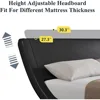 Queen Size Bed Frame with Ergonomic & Adjustable Headboard, Low Profile Modern Upholstered Platform Sleigh Design 5