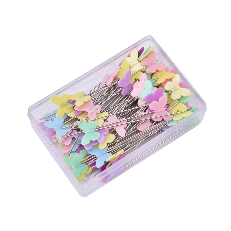 

100 Pcs/box Handmade Sewing Fixed Positioning Needles Flower Big Head Pins Butterfly Button Needles DIY Button Big Head Pins