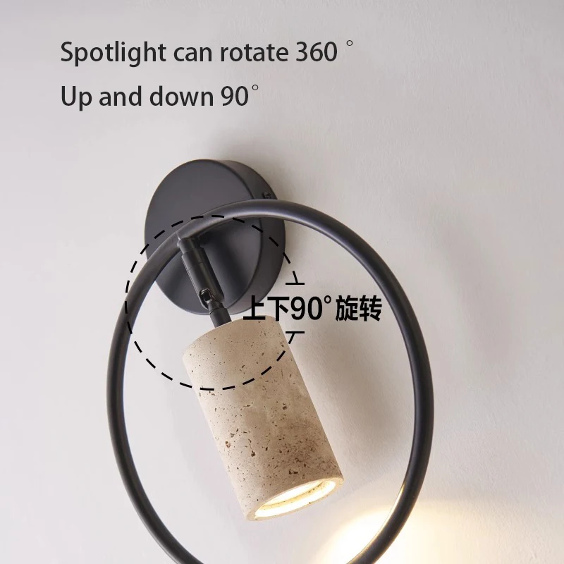 Wabi-Sabi Round Cave Stone LED Wall Lamp 4