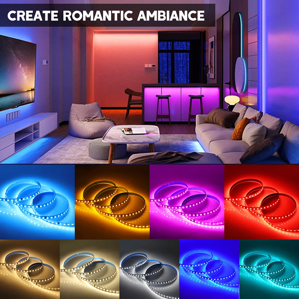 Colorful LED Strip Light - Flexible Waterproof Ribbon - 10m (Warm White)
