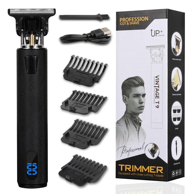 2022 USB Electric Hair Clippers Rechargeable Shaver Beard Trimmer Professional Men Hair Cutting Machine Beard Barber Hair Cut t9 blackLCD