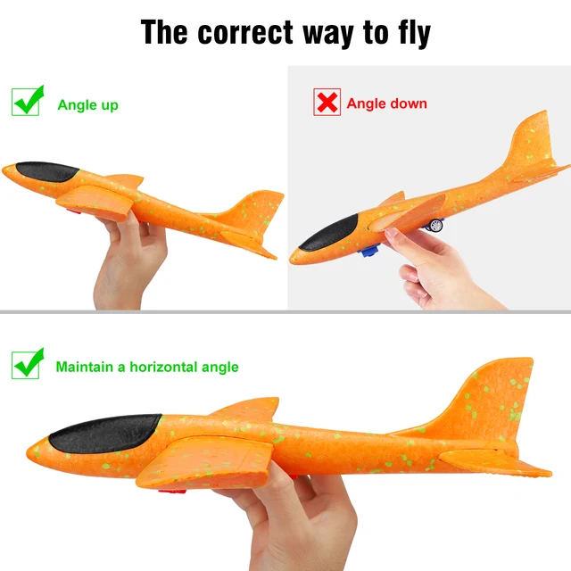 Airplane Launcher Toy, Foam Throwing Glider Plane with Catapult Gun, Outdoor Garden Interactive Shooting Game Birthday Present 4