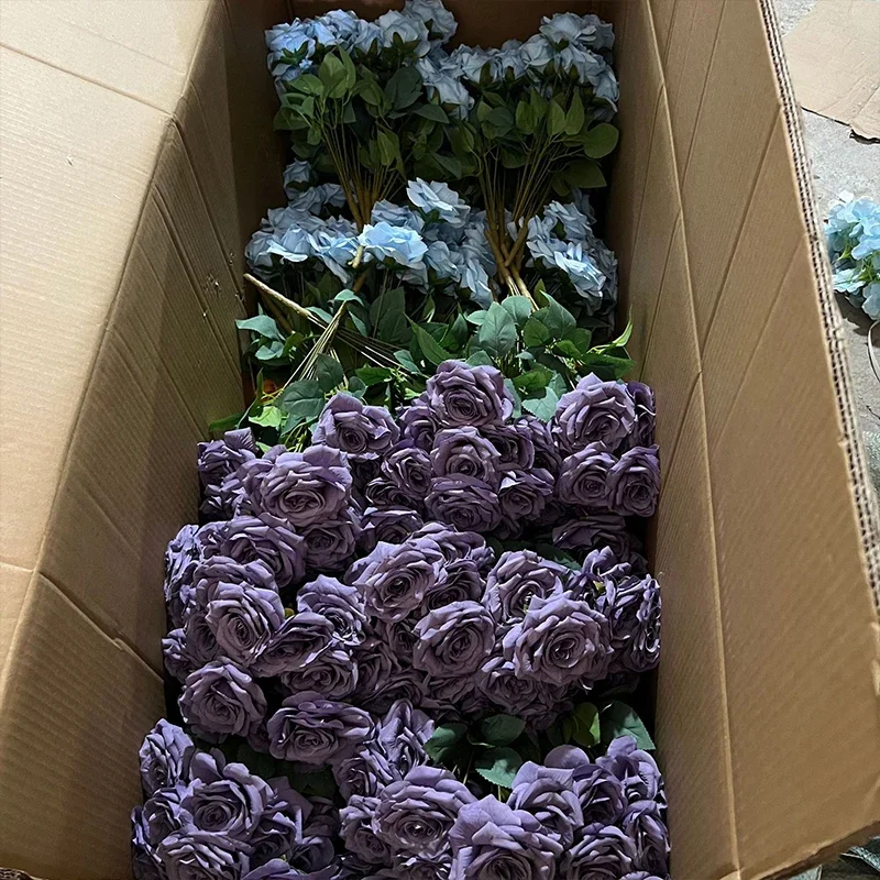 Artificial 9 Heads Diamond Rose Bouquet Decoration