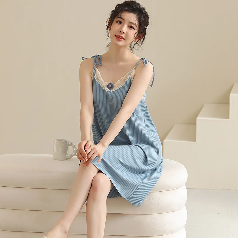 Night Dress Summer Casual Loose Nightgowns Women Sleepwear Streetwear Homewear SLP261