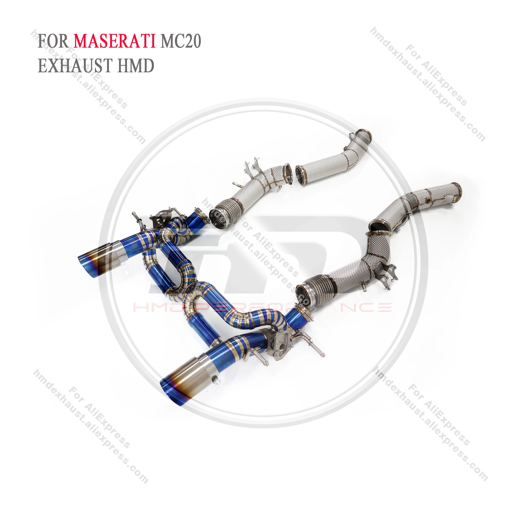 

HMD Titanium Exhaust System Performance Catback forMaserati MC20 Catless Downpipe With Heat Shield