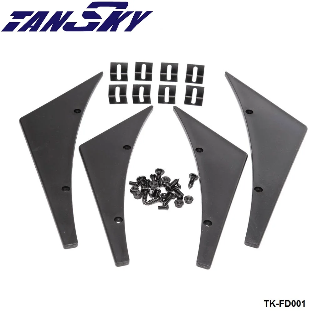 4x Universal Spoiler Canards Valence Chin Fit For Front Bumper Lip Splitter Fins Body TK-FD001