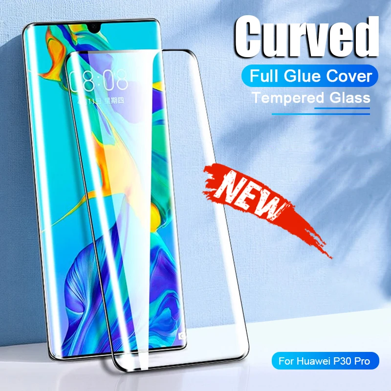 Изогнутое закаленное стекло с полным покрытием для Huawei P30 P40 P50 Pro Plus, Защитная пленка для экрана Mate 30 20 40 Pro, аксессуары для пленки