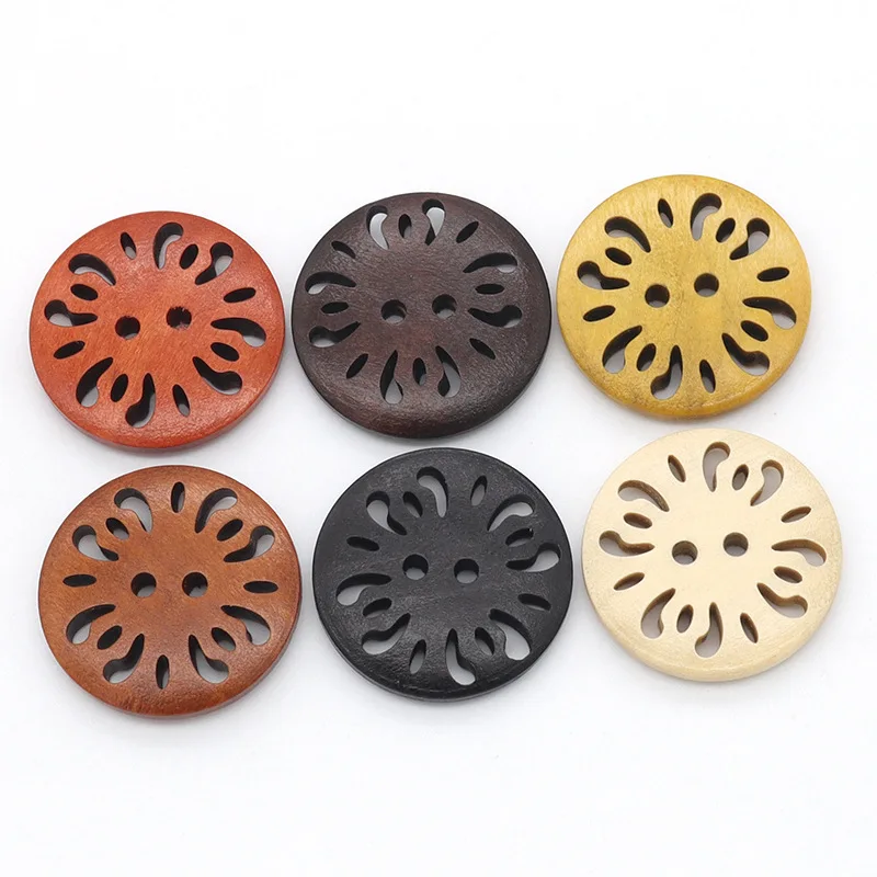 20 개/몫 15-38mm 레이저 새겨진 중공 나무 단추 셔츠 스웨터 어린이 재킷 니트 나무 단추 N625