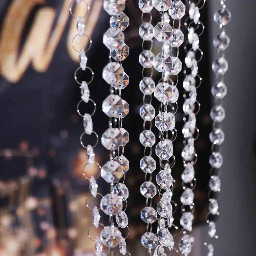 Handmade Home & Garden DIY Chandelier Party Decor Hanging Ornament Crystal Glass Beads Octagonal Beads Curtain Diamond