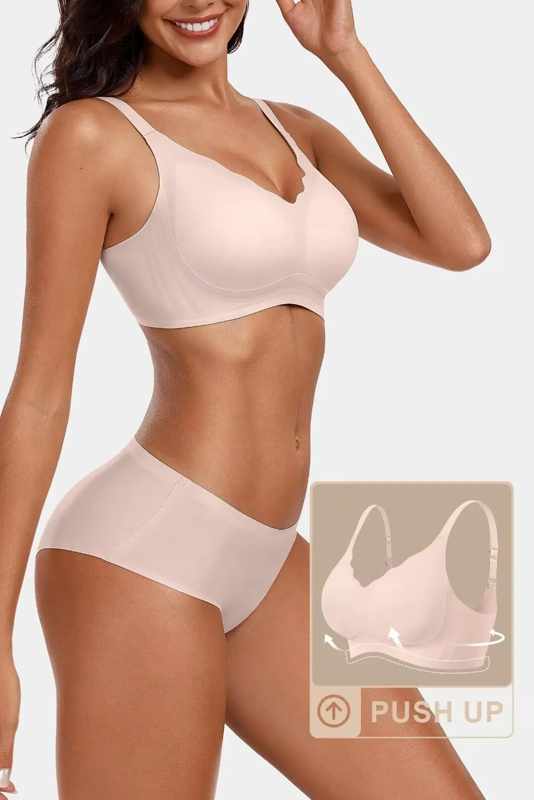 Plus sizeintimates women's bra push-up seamless thin secondary breasts push-up glossy bra