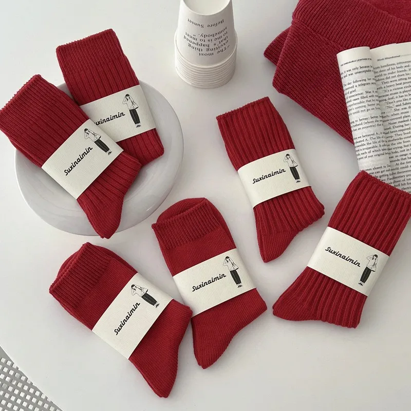 

JT Year red socks New Year red socks women's cotton socks mid-tube stockings Christmas socks Women's stockings