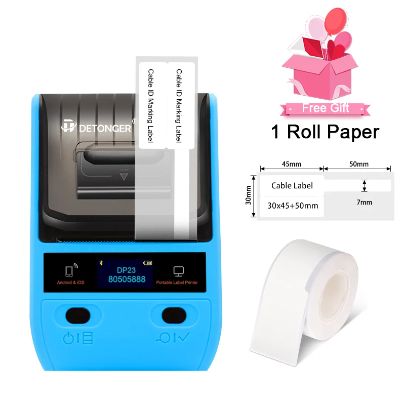 DETONGER Label Maker DP23P Thermal Portable Bluetooth Barcode Label Maker with 1 Pack 50x30mm Label Sticker for Home Office Organization Commercial Us : DETONGER DP23 Label Maker, Bluetooth Portable Thermal