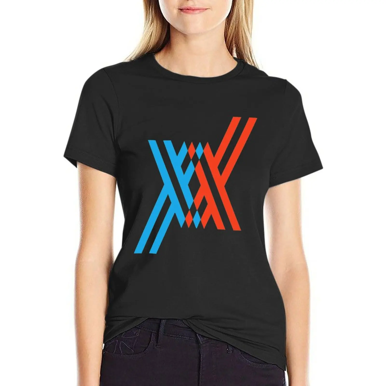 

Franxx Vector T-Shirt oversized Short sleeve tee vintage clothes shirts graphic tees t-shirts for Women cotton