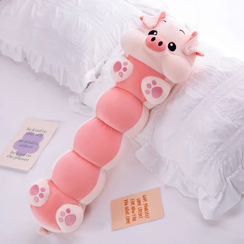 thumbnail image 1 of 80/100cm Lovely Soft Rabbit Pig Husky Caterpillar Plush Big Long Pillow Stuffed Animal Toys Worm Doll Kids Birthday Gift, 1 of 5