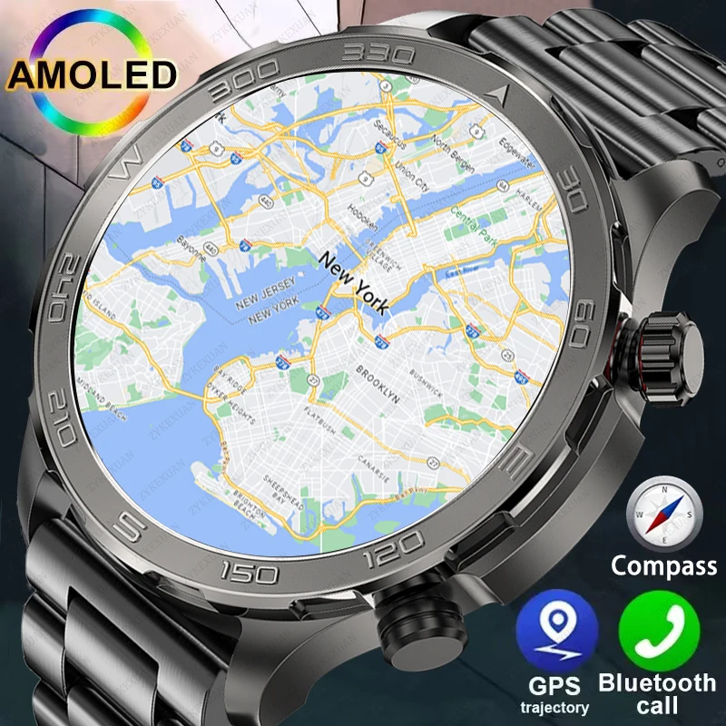 남성용 군용 블루투스 통화 스마트 워치, 안드로이드 IOS 혈압 방수 시계, GPS 모션 궤적, 2024 스마트 워치 