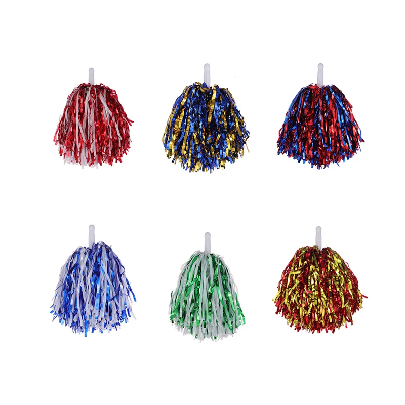 Cheerleading Pom Poms With Handle Cheer Balls Gold Yellow Pink Red Green Blue for Hand Dance Women Girl Kids Pompoms Accessories cheerleading pom poms