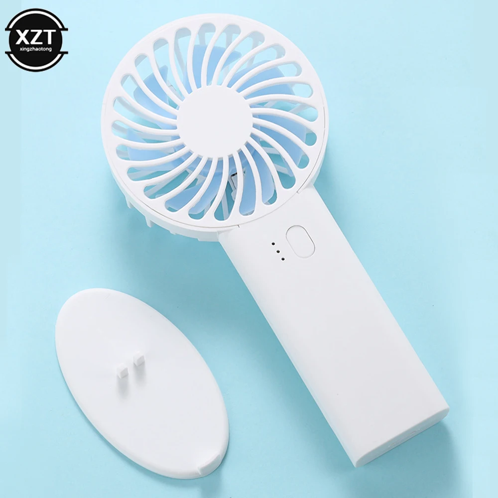 Handheld Mini Electric Fan Portable USB Rechargable Desktop Cooling Fan 3 Gears Adjustable Office Home Cooler With Phone Holder