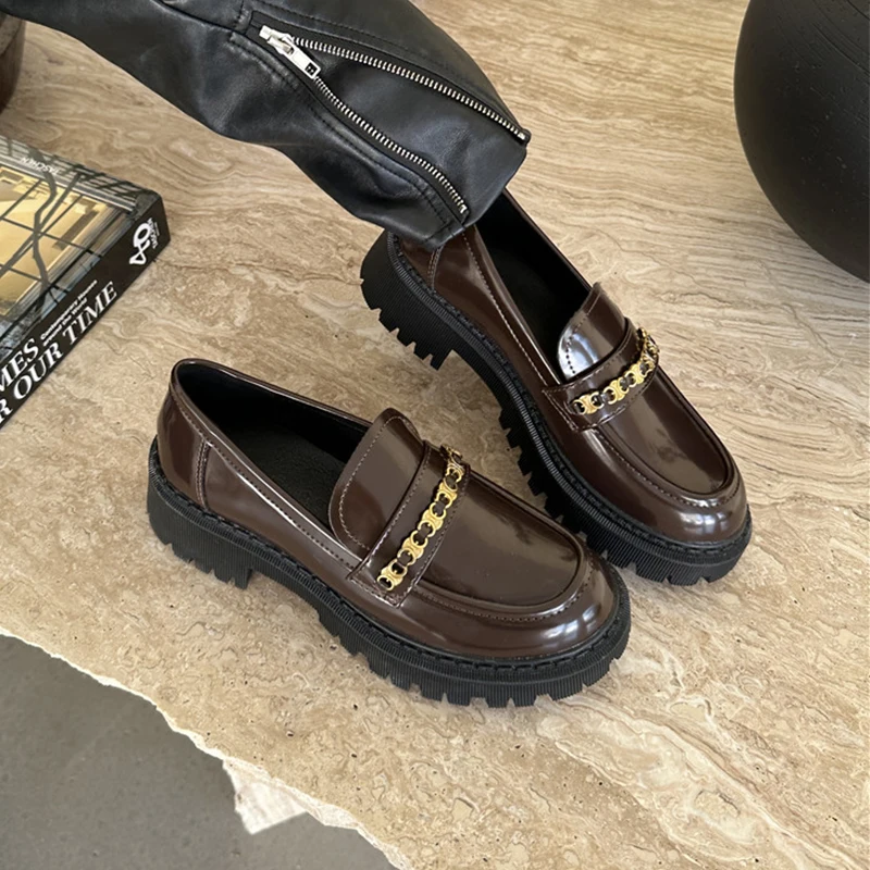 

Spring Shoes Female British Style Thick Heel Platform College Style Casual Loafers Genuine Leather Fashion Shoes Girls WHSLE MTO