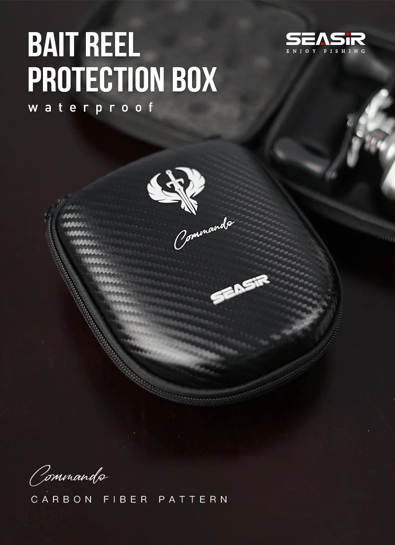 Description Picture 2 of itemSEASIR Commando Carbon Fiber Pattern Baitcasting Fishing Reel Bag Eva Waterproof Pouch Case Cover