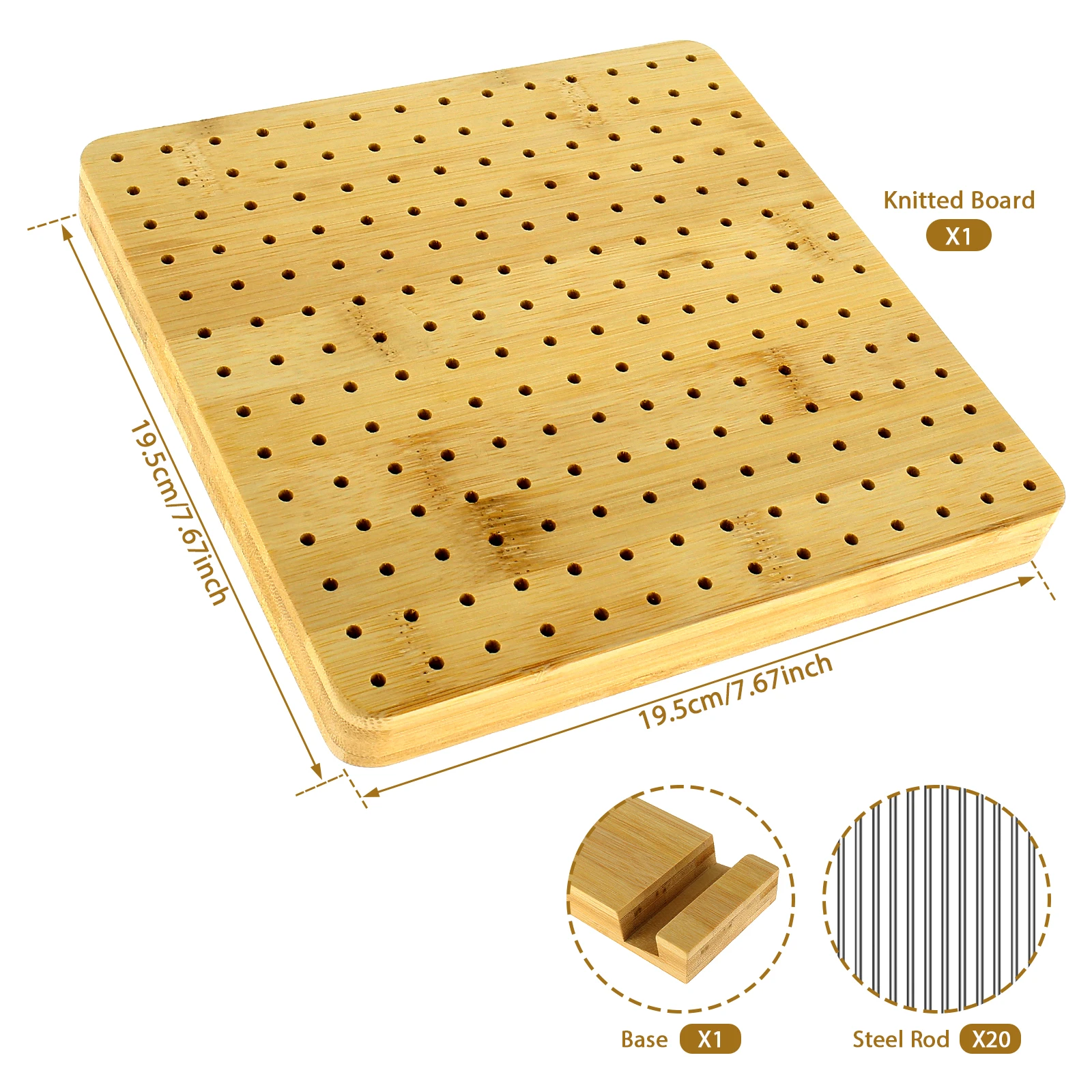 7.7in Crochet Blocking Board Bamboo Wooden Blocking Board Square Blocking  Board for Beginner Knitting Lover Crocheting Projects