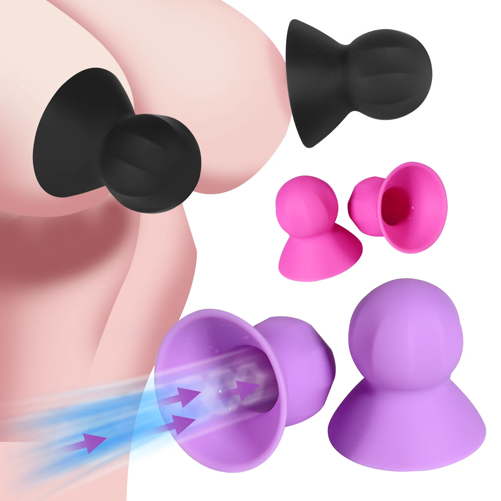 Nipple Sex Toys 2PCS/Set Nipple Sucker Pump Suction Cup Breast Massager Pussy Clitoris Stimulator No Vibrator For Woman Couples