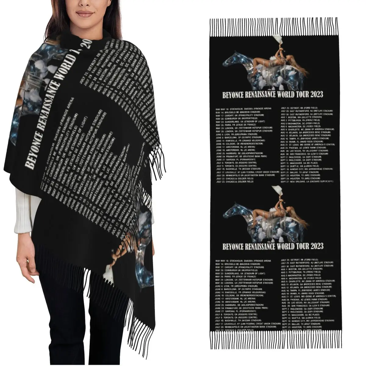 

2023 Beyonce Renaissance Shawl Wraps for Ladies Warm Large Long Scarf World Tour Neckerchief Shawl Scarves