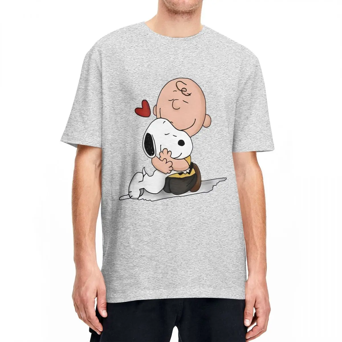 thumbnail image 1 of Camiseta de dibujos animados de Charlie Brown y Snoopy con forma de corazón de Peanuts, camisetas de manga corta, camisetas de algodón de cuello redondo de gran tamaño, 1 of 5