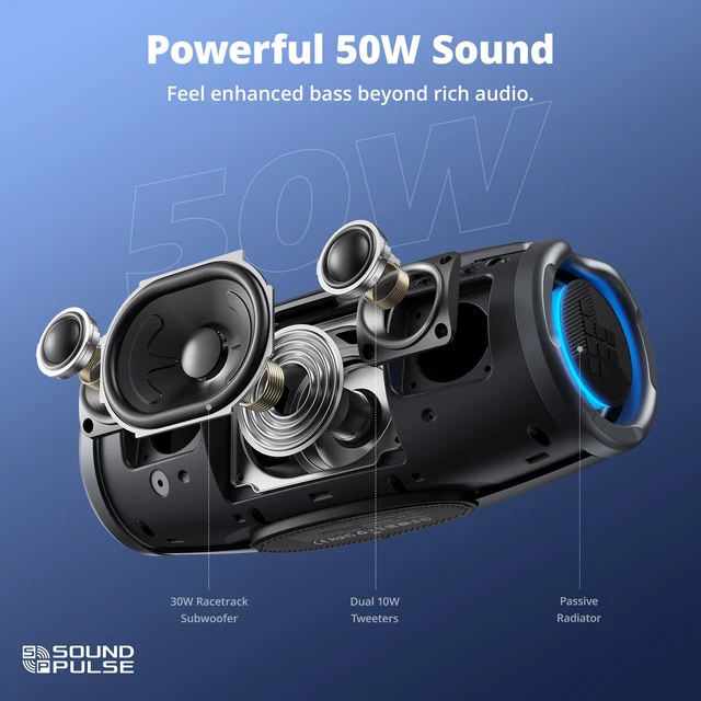Top Tronsmart Mirtune S100 Speaker 50W Bluetooth Speaker with IPX7 Waterproof, APP Control, Built-in Powerbank & Retractable 4