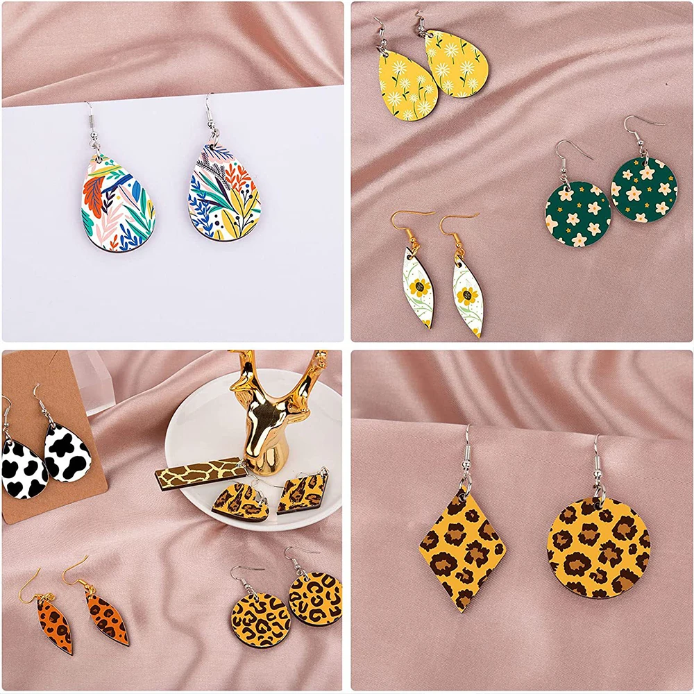 260Pcs Sublimation Blank Teardrop Earring Pendant Valentine's Day Women DIY Earring Heat Transfer Unfinished Wood Earring