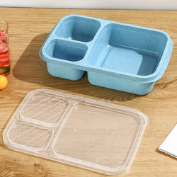 Versatile Bento Lunch Box with 3 Compartments - Reusable Food Storage (Blue lunch box)