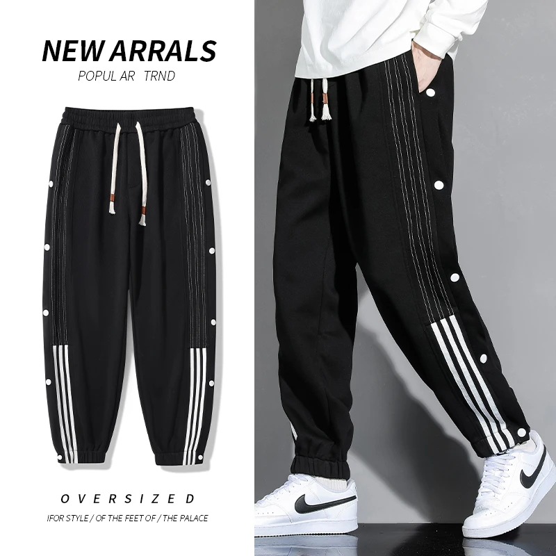 Streetwear Men Button Sweatpants Spring Autumn Pure Cotton Man Trousers Cusual Joggers Cargo Pants Men's Clothing men trousers
