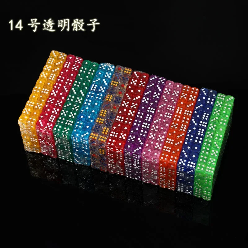 10 PCS/Lot Small Size Transparent Acrylic 6 Sided Dice Set Club/Party/Family Games 14mm game dice,dice set,acrylic dice
