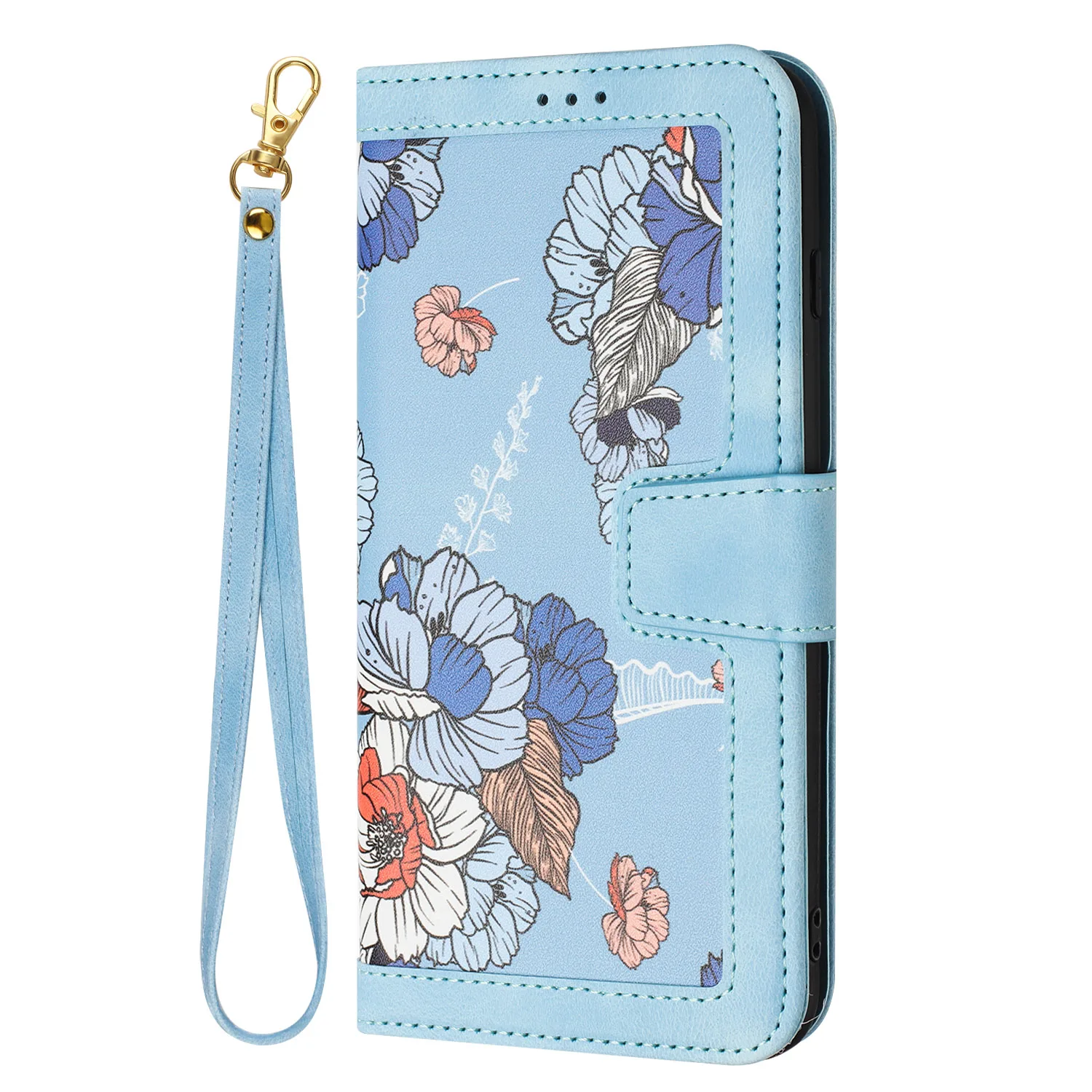 Floral Flip Cover Phone Wallet Case - Elegant Book-Style Design