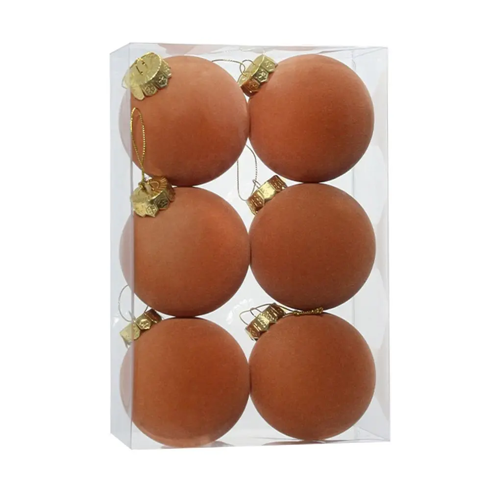 6pcs Set 8CM Size Christmas Ball Decoration Plastic Velvet Balls Flock Colored Window Scene Decorative Balls Party Wedding Gifts