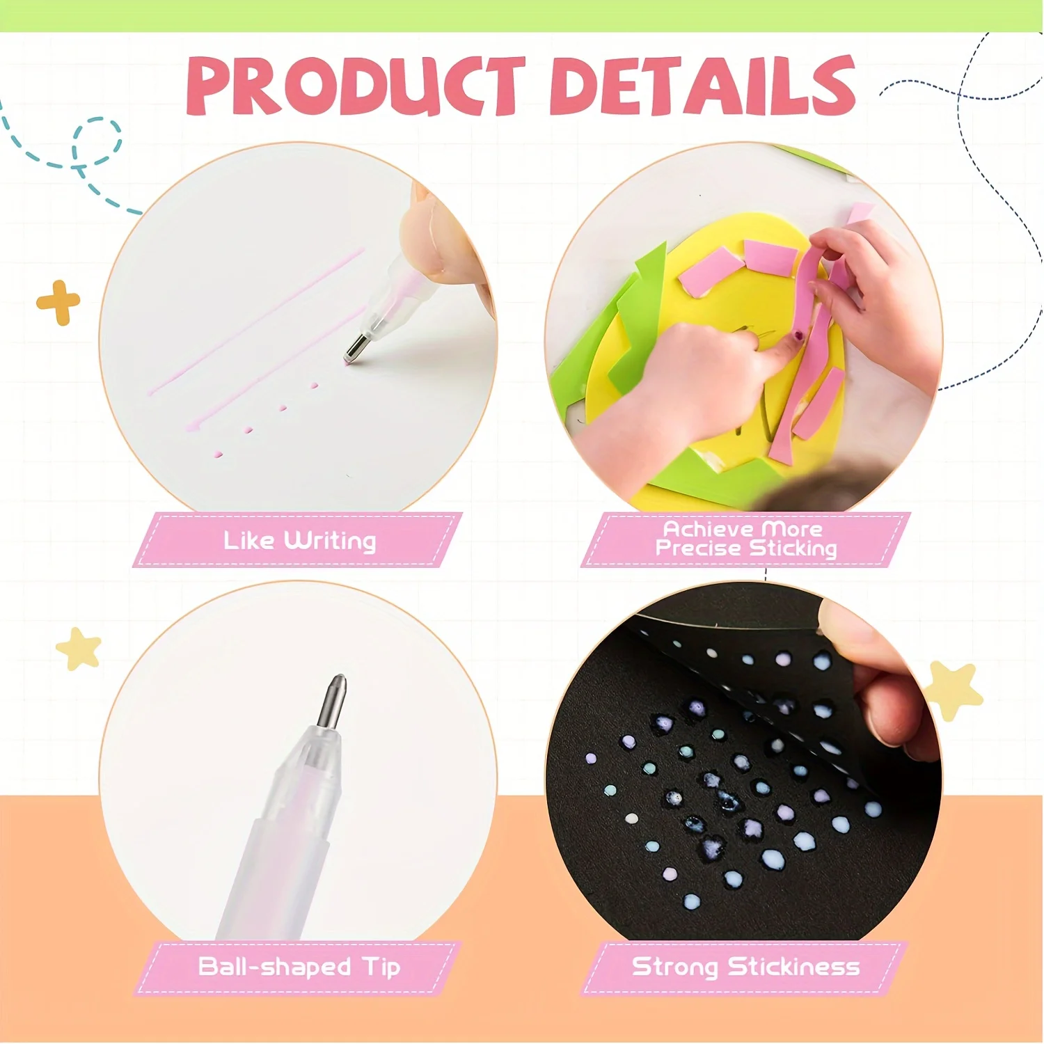 6Pcs 마카롱 디스펜스 펜 학생 Diy 핸드 계정 수동 빠른 건조 접착제 디스펜스 학교 사무용품 편지지