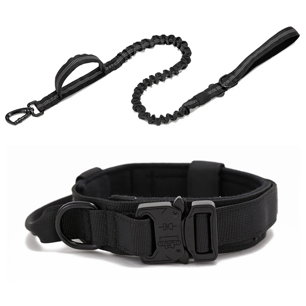 Durable Nylon Dog Collar & Leash Set – Reflective Tactical Training Leash for Large Dogs