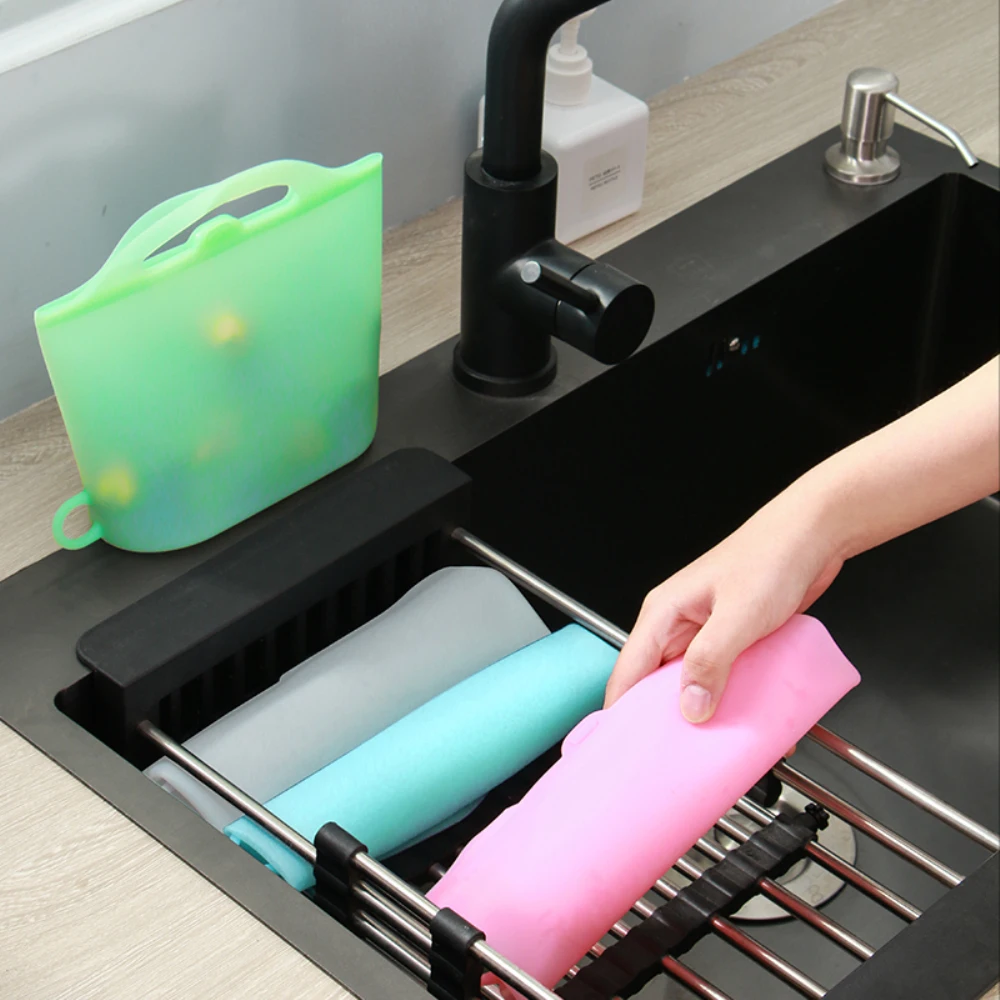 Silicone Food Bag Frosted PEVA Silicone Food Fresh-keeping Bag Reusable Freezer Zipper Leakproof Fruit Hermetic Kitchen Tool
