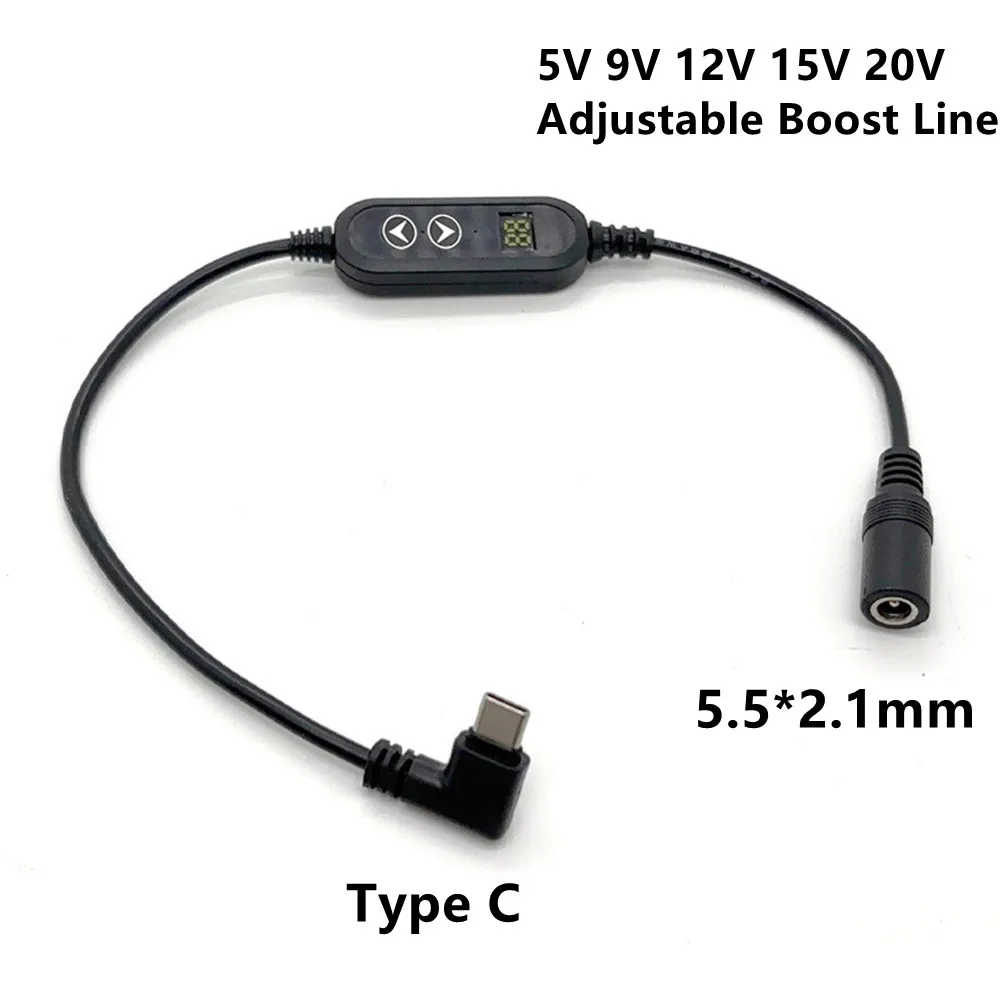 Versatile USB-C to DC Power Boost Adapter Cable with Adjustable Voltage