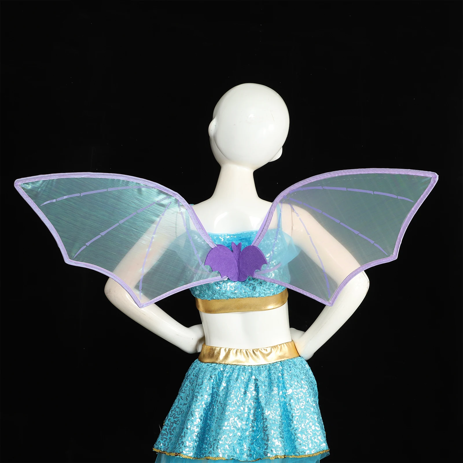 Costume Da Pipistrello Per Bambina 4 Pezzi – Con Gonna Tutù, Ali E Bacchetta – Halloween