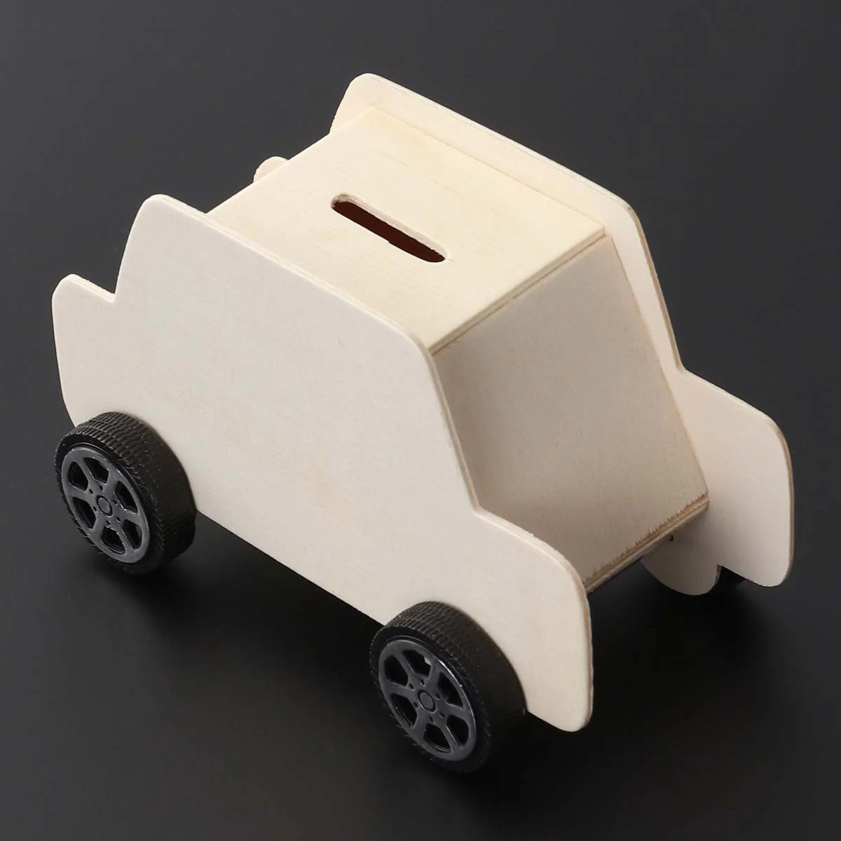 Wooden piggy bank 1pc wooden car shaped piggy bank money saving box desktop coin bank DIY educational toy