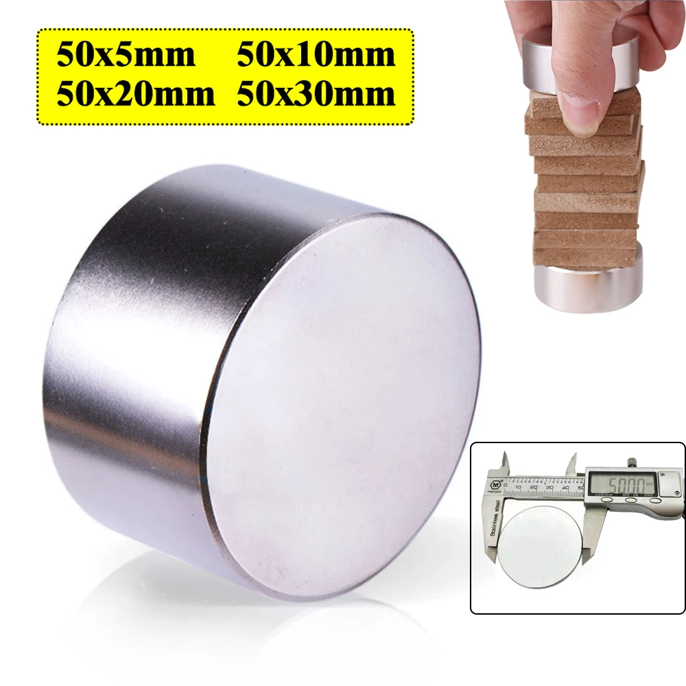 

1Pcs 50mm Neodymium Magnet Disc 50x5 50x10 50x20 50x30mm Rare Earth Powerful Strong Magnetic Craft Fridge Magnets N35 50*30mm