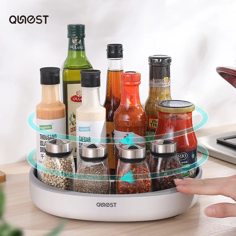 

360° Rotating Spice Rack Organizer Seasoning Holder Kitchen Storage Tray Home Supplies for Bathroom Cabinets