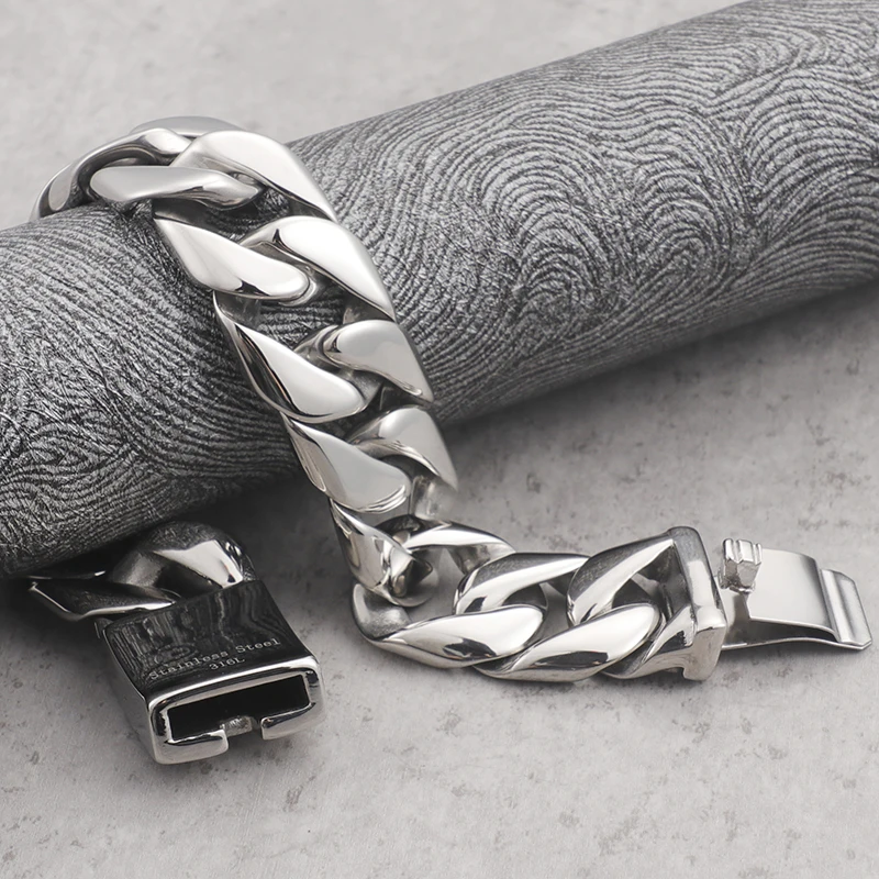 31MM Wide Thick Curb Chain Man Bracelet Stainless Steel