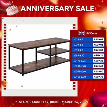 HOMCOM Industrial TV Stand Cabinet w/ Storage&2 Shelves Metal Frame Living Room